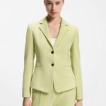 Slim-fit blazer in stretch material, Light Yellow