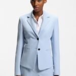 Slim-fit blazer in stretch material, Light Blue