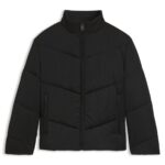 Water-repellent puffer jacket with logo print, Black