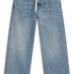 Oversized-fit jeans in blue denim with jersey waistband, Blue