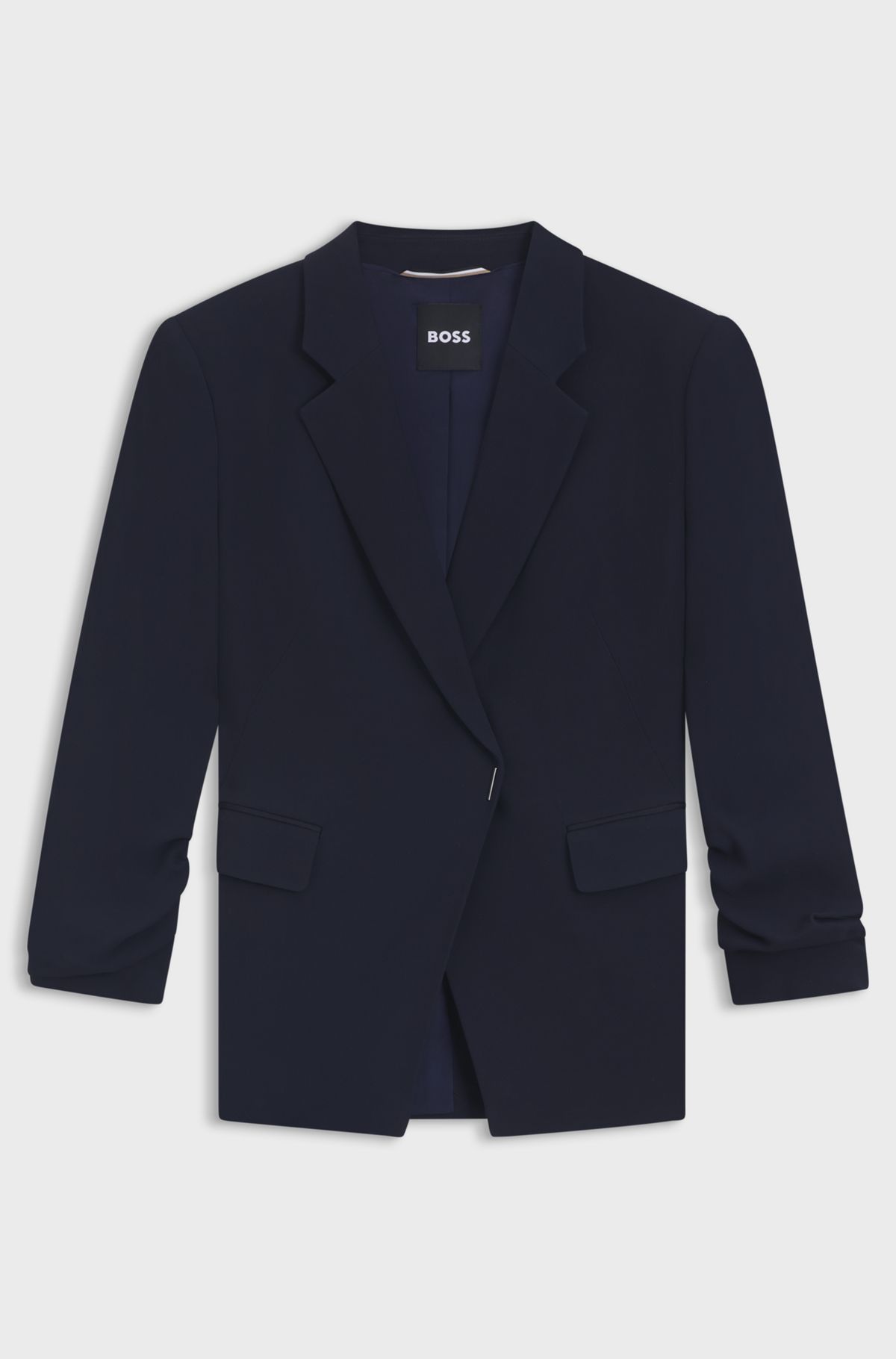 hbeu50542005_404 Slim-fit blazer with press-stud closure, Dark Blue