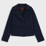 Oversized-fit trench-style jacket in cotton, Dark Blue