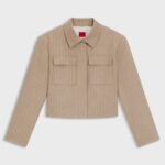 Relaxed-fit blazer in pinstripe flannel, Beige