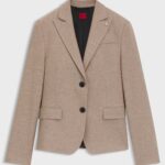Relaxed-fit blazer in mouliné stretch fabric, Beige