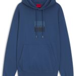 Relaxed-fit hoodie in cotton terry with split logo, Blue