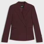 Slim-fit blazer in virgin-wool twill, Bordeaux