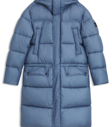 Water-repellent long parka jacket, Light Blue