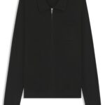Regular-fit knit jacket with zip front, Black