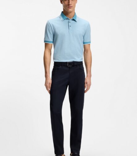 Maine regular-fit trousers in cotton-blend satin, Dark Blue