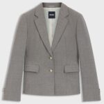 Slim-fit blazer in a patterned wool blend, Grey