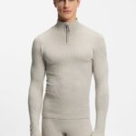 BOSS Ski wool-blend base layer top, Light Grey