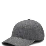 Twill cap with embroidered crest logo, Grey Patterned