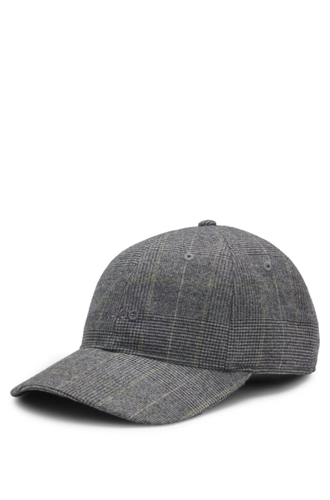Twill cap with embroidered crest logo, Grey Patterned