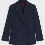 Relaxed-fit blazer in stretch fabric, Dark Blue