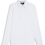 Slim-fit shirt in structured performance-stretch jersey, White