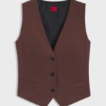Regular-fit waistcoat in stretch fabric, Dark Brown