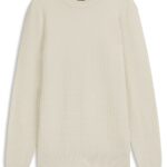 Cotton sweater with knitted structure, Natural