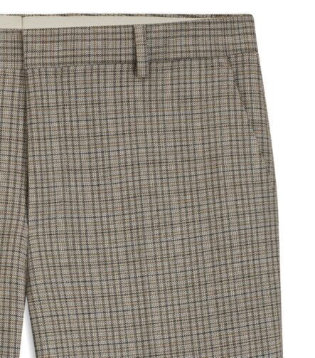 Relaxed-fit trousers in checked stretch fabric, Beige Patterned