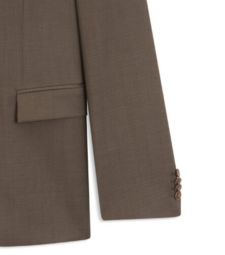 Slim-fit suit in micro-patterned virgin wool, Brown