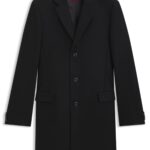 Slim-fit coat in a wool blend with cashmere, Black