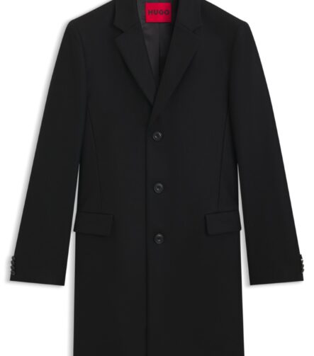 Slim-fit coat in a wool blend with cashmere, Black