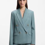 Regular-fit blazer in virgin wool, Blue