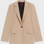 Regular-fit blazer in stretch fabric, Beige