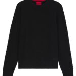 Cotton sweater with 3D knit structure, Black