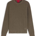 Cotton sweater with 3D knit structure, Grey