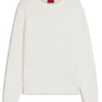 Cotton sweater with 3D knit structure, Natural
