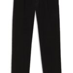 Tapered-fit trousers in stretch-cotton corduroy, Black