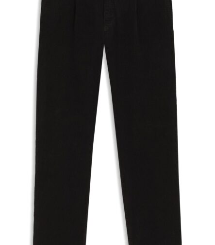 Tapered-fit trousers in stretch-cotton corduroy, Black