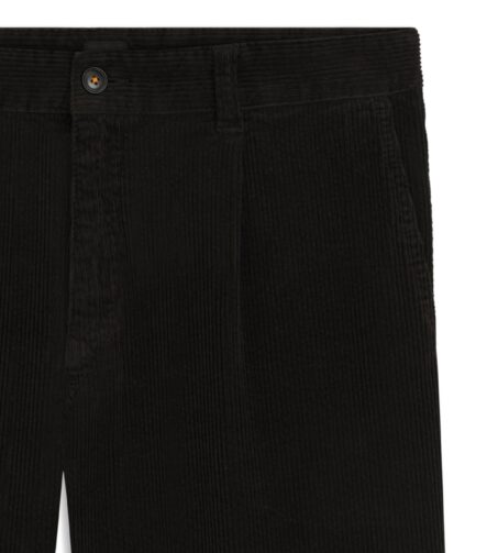 Tapered-fit trousers in stretch-cotton corduroy, Black
