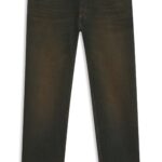 Regular-fit jeans in green-cast rigid denim, Dark Blue