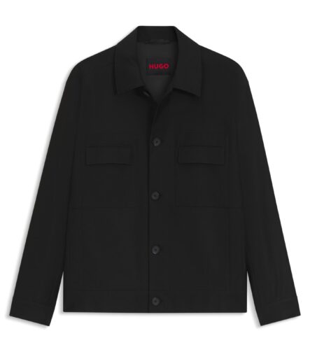 Slim-fit jacket in wool-blend twill, Black