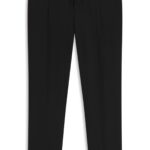 Slim-fit trousers in wool-blend twill, Black