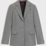 Regular-fit blazer in melange stretch flannel, Grey