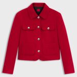 Regular-fit cropped jacket with metallic buttons, Red