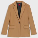 Regular-fit blazer in melange flannel, Light Brown