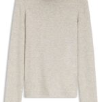 Rollneck top in stretch jersey, Light Beige