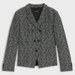 Regular-fit blazer in herringbone tweed, Grey Patterned