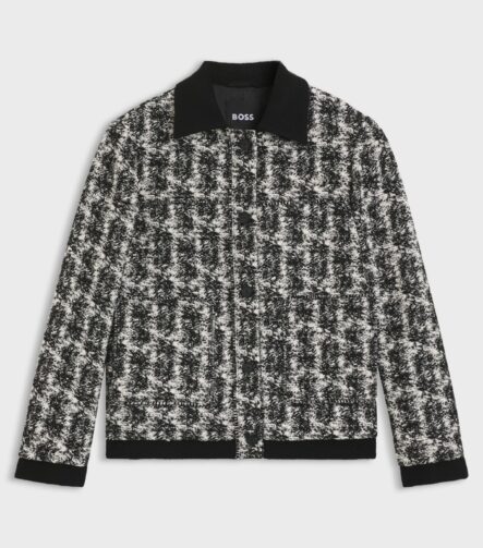 Regular-fit jacket in patterned feather tweed, Black Patterned