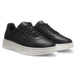 Faux-leather trainers with zigzag detailing, Black