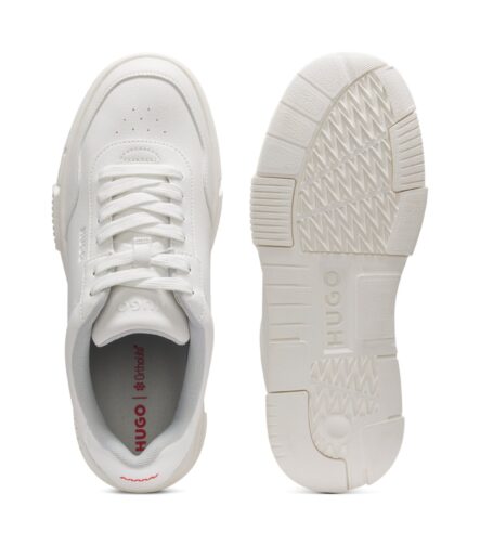 Faux-leather trainers with zigzag detailing, White