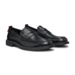 Leather loafers with penny trim, Black