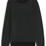 Cotton-blend sweater with two-tone structure, Black