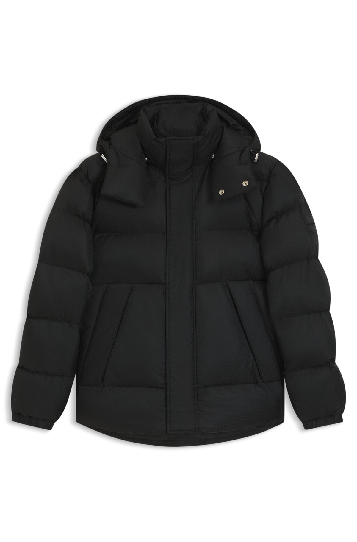 hbeu50548727_001-1 Water-repellent jacket with monogram jacquard, Black