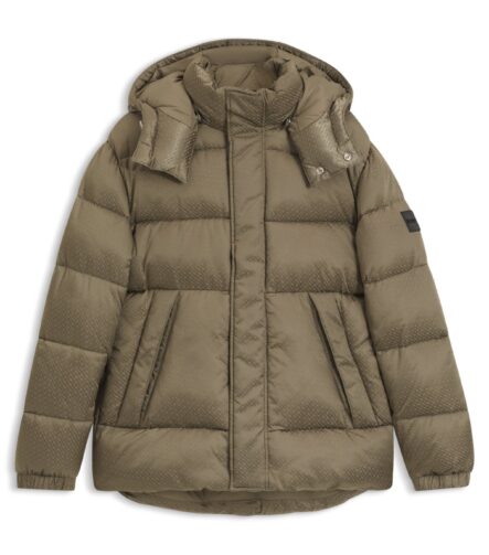Water-repellent jacket with monogram jacquard, Light Brown