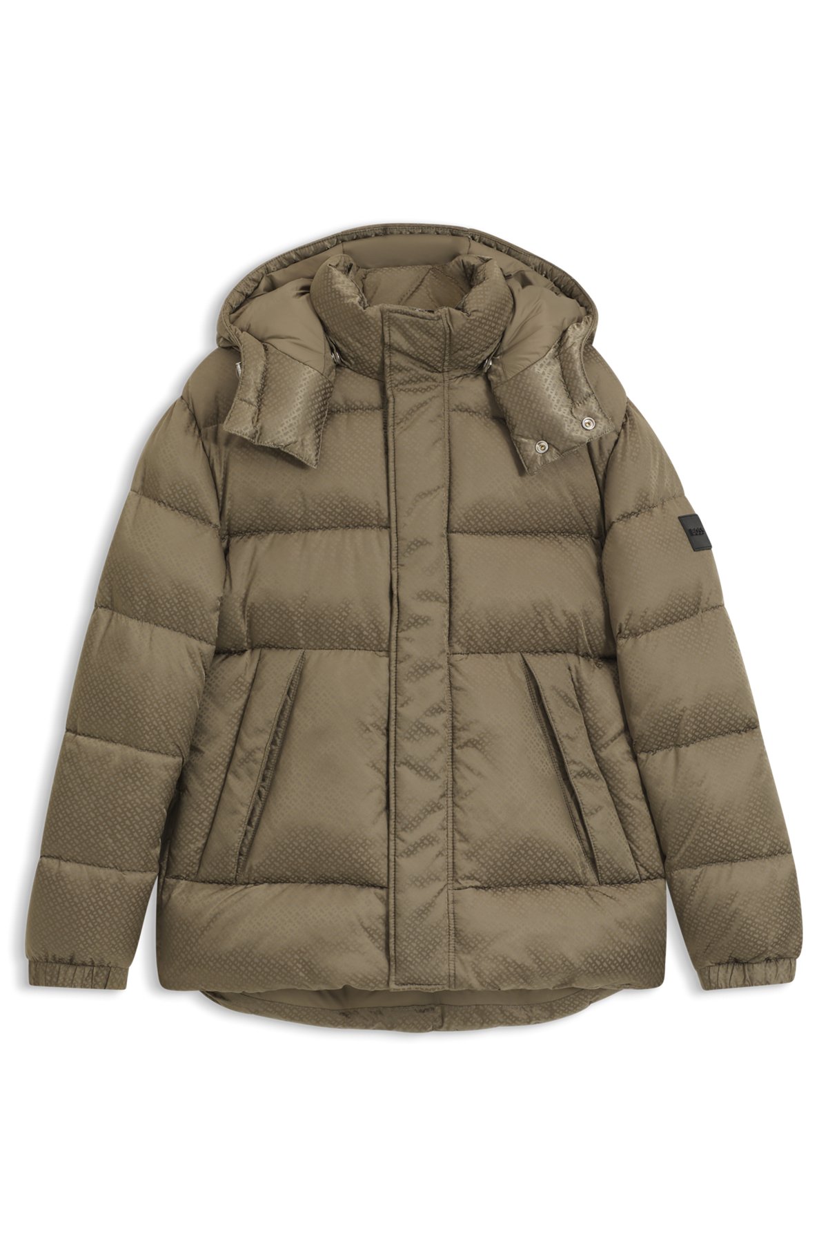 hbeu50548727_245-1 Water-repellent jacket with monogram jacquard, Light Brown