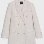 Regular-fit long-length blazer in soft flannel, Natural